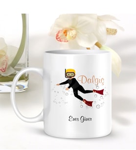 BK Gift Kişiye Özel Mesleki Dalgıç Beyaz Kupa Bardak - 001