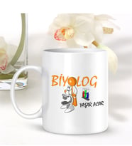 BK Gift Kişiye Özel Mesleki Biyolog Beyaz Kupa Bardak - 001
