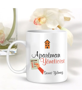 BK Gift Kişiye Özel Mesleki Apartman Yöneticisi Beyaz Kupa Bardak - 001