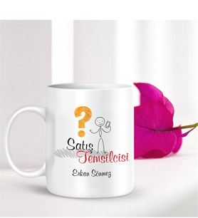 BK Gift Kişiye Özel Mesleki Satış Temsilcisi Beyaz Kupa Bardak - 001