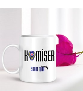 BK Gift Kişiye Özel Mesleki Komiser Beyaz Kupa Bardak - 001