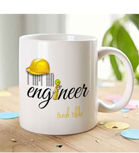 BK Gift Kişiye Özel Mesleki Mühendis Beyaz Kupa Bardak - 001