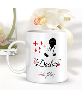 BK Gift Kişiye Özel Mesleki Doktor Beyaz Kupa Bardak - 002