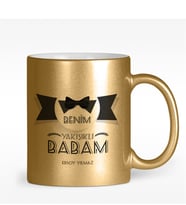 BK Gift Kişiye Özel Benim Yakışıklı Babam Tasarımlı Altın Yaldızlı Kupa Bardak - 1