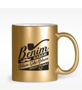 BK Gift Kişiye Özel Benim Babam Adam Gibi Adam Tasarımlı Altın Yaldızlı Kupa Bardak - 1