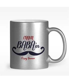 BK Gift Kişiye Özel Canım Babam Tasarımlı Gümüş Yaldızlı Kupa Bardak - 10