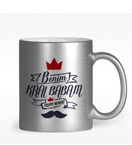 BK Gift Kişiye Özel Benim Kral Babam Tasarımlı Gümüş Yaldızlı Kupa Bardak - 1