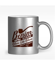 BK Gift Kişiye Özel Benim Babam Adam Gibi Adam Tasarımlı Gümüş Yaldızlı Kupa Bardak - 1
