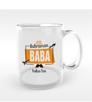 BK Gift Kişiye Özel En Kahraman Baba Tasarımlı Cam Kupa Bardak - 1