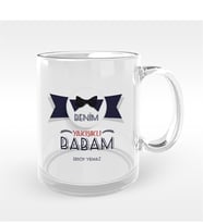 BK Gift Kişiye Özel Benim Yakışıklı Babam Tasarımlı Cam Kupa Bardak - 1