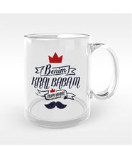 BK Gift Kişiye Özel Benim Kral Babam Tasarımlı Cam Kupa Bardak - 1