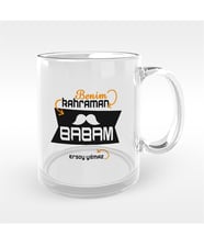 BK Gift Kişiye Özel Benim Kahraman Babam Tasarımlı Cam Kupa Bardak - 1