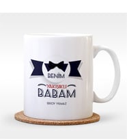 BK Gift Kişiye Özel Benim Yakışıklı Babam Tasarımlı Beyaz Kupa Bardak - 1