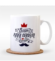 BK Gift Kişiye Özel Benim Kral Babam Tasarımlı Beyaz Kupa Bardak - 1