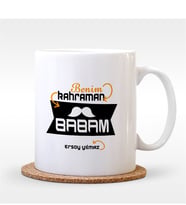 BK Gift Kişiye Özel Benim Kahraman Babam Tasarımlı Beyaz Kupa Bardak - 1
