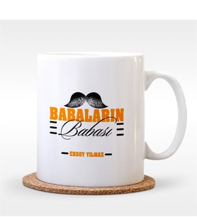 BK Gift Kişiye Özel Babaların Babası Tasarımlı Beyaz Kupa Bardak - 2