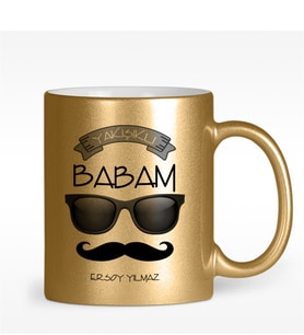 BK Gift Kişiye Özel Yakışıklı Babam Tasarımlı Altın Yaldızlı Kupa Bardak - 2