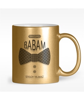 BK Gift Kişiye Özel Yakışıklı Babam Tasarımlı Altın Yaldızlı Kupa Bardak - 1
