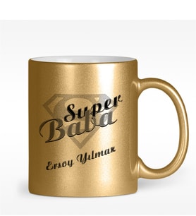 BK Gift Kişiye Özel Süper Baba Tasarımlı Altın Yaldızlı Kupa Bardak - 2