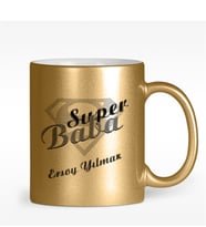 BK Gift Kişiye Özel Süper Baba Tasarımlı Altın Yaldızlı Kupa Bardak - 2