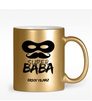 BK Gift Kişiye Özel Süper Baba Tasarımlı Altın Yaldızlı Kupa Bardak - 1