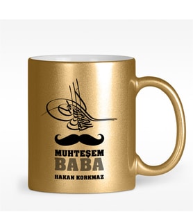 BK Gift Kişiye Özel Muhteşem Baba Tasarımlı Altın Yaldızlı Kupa Bardak - 1