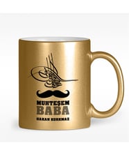 BK Gift Kişiye Özel Muhteşem Baba Tasarımlı Altın Yaldızlı Kupa Bardak - 1