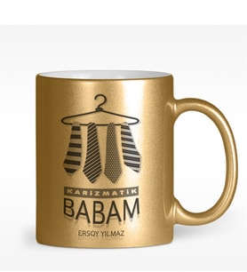 BK Gift Kişiye Özel Karizmatik Babam Tasarımlı Altın Yaldızlı Kupa Bardak - 1