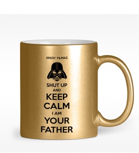 BK Gift Kişiye Özel I Am Your Father Tasarımlı Altın Yaldızlı Kupa Bardak - 2