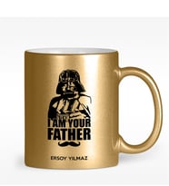 BK Gift Kişiye Özel I Am Your Father Tasarımlı Altın Yaldızlı Kupa Bardak - 1