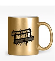 BK Gift Kişiye Özel Dünyanın En Yakışıklı Babası Tasarımlı Altın Yaldızlı Kupa Bardak - 2