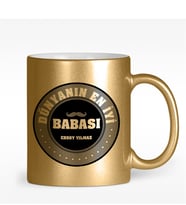 BK Gift Kişiye Özel Dünyanın En İyi Babası Tasarımlı Altın Yaldızlı Kupa Bardak - 1