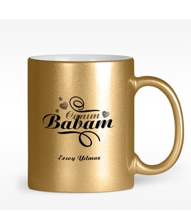 BK Gift Kişiye Özel Canım Babam Tasarımlı Altın Yaldızlı Kupa Bardak - 6