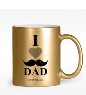 BK Gift Kişiye Özel Babamı Seviyorum Tasarımlı Altın Yaldızlı Kupa Bardak - 2