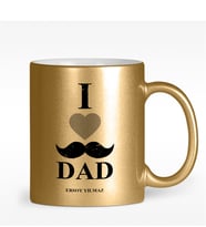 BK Gift Kişiye Özel Babamı Seviyorum Tasarımlı Altın Yaldızlı Kupa Bardak - 2