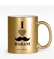 BK Gift Kişiye Özel Babamı Seviyorum Tasarımlı Altın Yaldızlı Kupa Bardak - 1