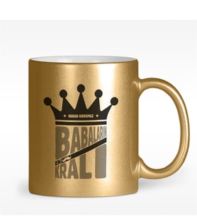 BK Gift Kişiye Özel Babaların Kralı Tasarımlı Altın Yaldızlı Kupa Bardak - 1