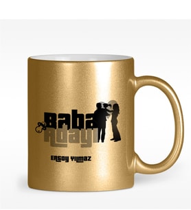 BK Gift Kişiye Özel Baba Adayı Tasarımlı Altın Yaldızlı Kupa Bardak - 2