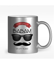 BK Gift Kişiye Özel Yakışıklı Babam Tasarımlı Gümüş Yaldızlı Kupa Bardak - 2