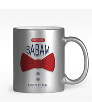 BK Gift Kişiye Özel Yakışıklı Babam Tasarımlı Gümüş Yaldızlı Kupa Bardak - 1