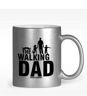 BK Gift Kişiye Özel The Walking Dad Tasarımlı Gümüş Yaldızlı Kupa Bardak - 2