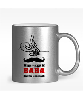BK Gift Kişiye Özel Muhteşem Baba Tasarımlı Gümüş Yaldızlı Kupa Bardak - 1