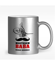 BK Gift Kişiye Özel Muhteşem Baba Tasarımlı Gümüş Yaldızlı Kupa Bardak - 1