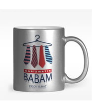 BK Gift Kişiye Özel Karizmatik Babam Tasarımlı Gümüş Yaldızlı Kupa Bardak - 1