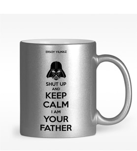 BK Gift Kişiye Özel I Am Your Father Tasarımlı Gümüş Yaldızlı Kupa Bardak - 2