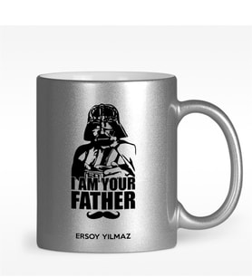 BK Gift Kişiye Özel I Am Your Father Tasarımlı Gümüş Yaldızlı Kupa Bardak - 1