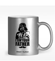 BK Gift Kişiye Özel I Am Your Father Tasarımlı Gümüş Yaldızlı Kupa Bardak - 1