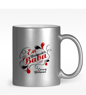 BK Gift Kişiye Özel En Yakışıklı Baba Tasarımlı Gümüş Yaldızlı Kupa Bardak - 1