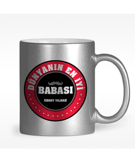 BK Gift Kişiye Özel Dünyanın En İyi Babası Tasarımlı Gümüş Yaldızlı Kupa Bardak - 1