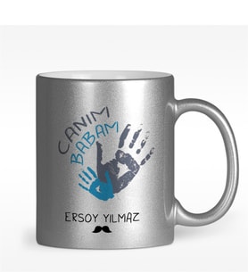 BK Gift Kişiye Özel Canım Babam Tasarımlı Gümüş Yaldızlı Kupa Bardak - 1